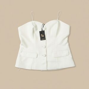 Sincerely Jules Cream Buttoned Bustier Top